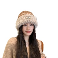 Bonnet tricoté chaud et doux pour femme, style coréen, coupe Joker, coupe-vent, protection solaire, protection des oreilles, en coton avec bouton