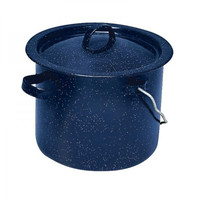 Casserole en émail pour le camping en plein air CHL 3L, couleur bleu moucheté, métal émaillé, Billy, cuiseur à riz, pot avec couvercle et poignée