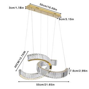 <strong>UK</strong> Warehouse Dropping Minimalist Apartment Living Room Crystal LED <strong>Chandelier</strong> Pendant Lamp <strong>Gold</strong> Finish Dimmable 2-Year Warranty - Product Image 2