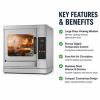 Four électrique professionnel en acier inoxydable pour boulangerie, équipement de cuisine durable, puissance 9,5 kW, garantie 1 an pour les boulangeries