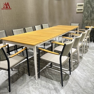 Muebles de Patio Jardín Cena grande Mesa y sillas extensibles Madera de teca Hotel Restaurante Al Aire Libre Mesa de comedor de 10-12 plazas - Product Image 1