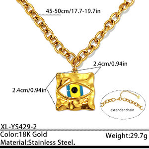 จี้แฟชั่นสแตนเลสสตีล 316L กันน้ำ ไม่หมอง ทันสมัย ชุบทอง 14k 18k รูปดวงตา สำหรับผู้หญิง - Product Image 6