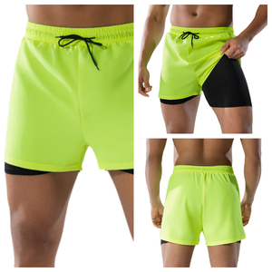 Short <span class=keywords><strong>de</strong></span> <span class=keywords><strong>bain</strong></span> pour <span class=keywords><strong>homme</strong></span> adulte Nouveau style court anti-embarras Double couche Coupe ample Short <span class=keywords><strong>de</strong></span> <span class=keywords><strong>bain</strong></span> à séchage rapide Grande taille pour l'été - Product Image 1