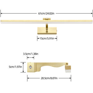 LED Aluminum <b>Mirror</b> Wall Light Touch Control Adjustable Angle Rotatable Warm White Dimmable Indoor Bathroom Vanity Lamp Modern - Product Image 4