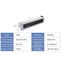12V 4.2A de alimentación de 50W controlador de LED impermeable IP67 regulada Universal adaptador de transformador AC a DC 12V para luz LED