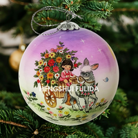 Boule de Noël en verre peinte à la main, motif Robin, écologique, de haute qualité, pour la vente en gros 2026, ornement de sapin de Noël, décoration festive pour la maison