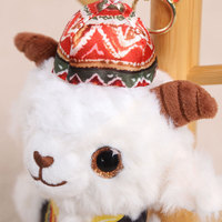 Porte-clés pendentif mignon en peluche de petit mouton du Xinjiang, en polyester, souvenir touristique créatif culturel