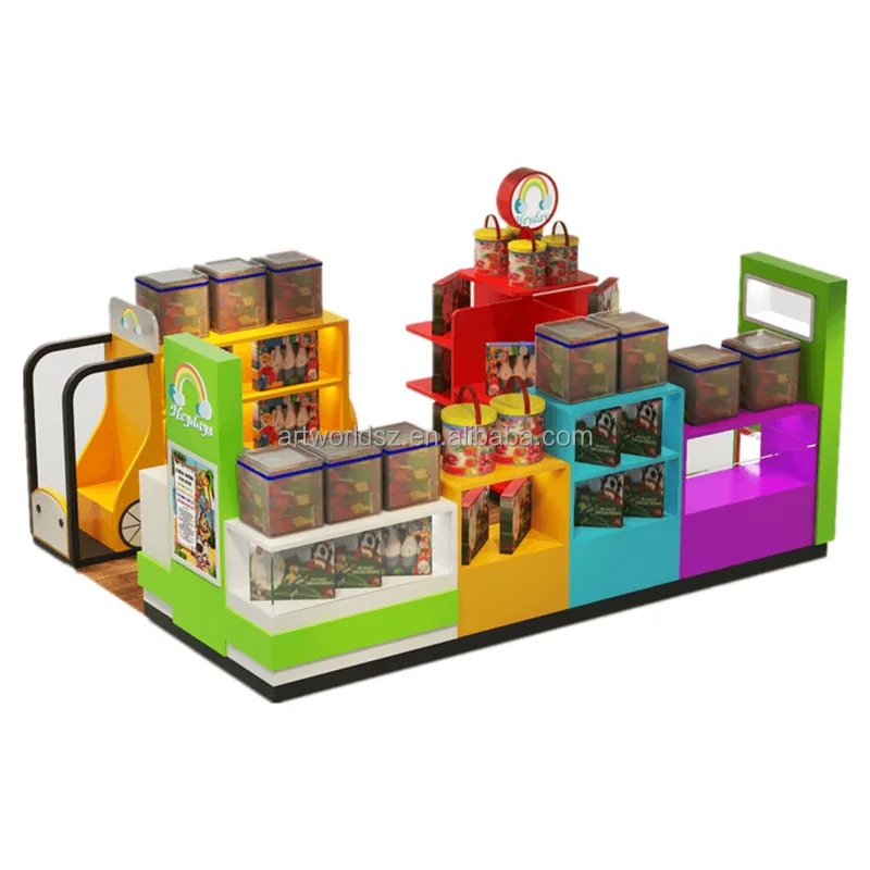 Artworld muestra estantes de sala de exposición para juguetes, quiosco de exhibición de juguetes de lujo, soporte de exhibición de juguetes para niños con estantes de madera