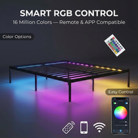 Lit plateforme robuste OEM ODM avec station de charge USB, lumières LED et cadre en métal flottant