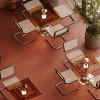 Table basse en marbre personnalisée BRUTALIST avec éclairage LED, design modulaire écologique et imperméable pour café, restaurant, café