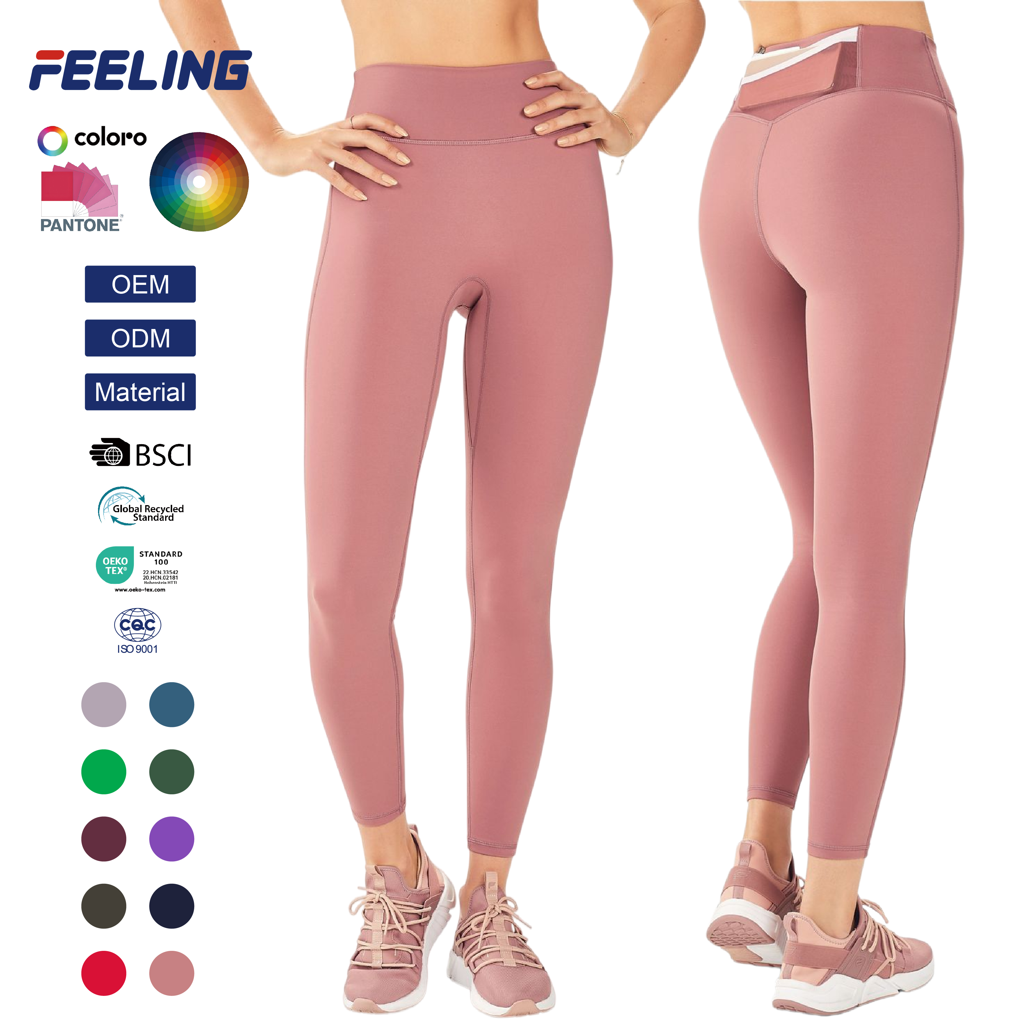Women High Compression Yoga Sports Pants Breathable Chafe Resistant Moisture Wicking Mesh Pockets Leggings OEM ODM