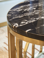 Table basse de style nordique, luxe léger, minimaliste et moderne, idéale pour les petites maisons ; ovale en acier inoxydable et marbre pour salon
