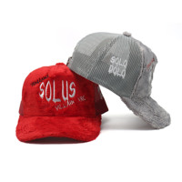 Gorra de malla personalizada de terciopelo de 5 paneles con logotipo bordado gorra de camionero al por mayor