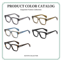 Montures de lunettes en acétate pour hommes, surdimensionnées, carrées, épaisses, à monture complète, style vintage, lunettes optiques