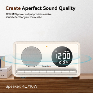 Radio-réveil sans fil 2026 Vintage Rétro avec haut-parleur, musique haute fidélité, son stéréo 3D et <span class=keywords><strong>bruit</strong></span> blanc - Product Image 6