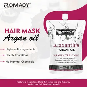 Venta al por mayor Romacy 1000ML Cuidado del cabello Tratamiento profesional de aceite de argán Colágeno Queratina Mascarilla para el cabello