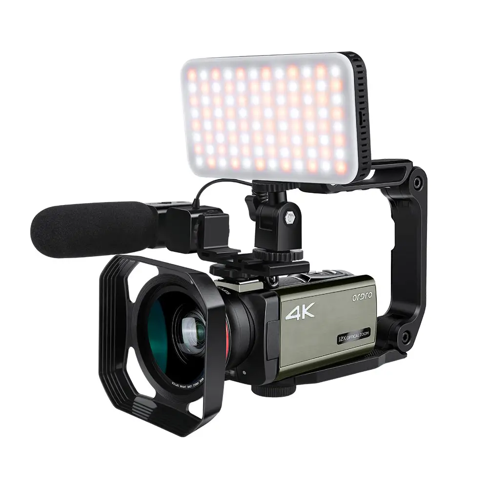 ORDRO Profesional 4K UHD AX60 Kits de videocámara óptica 3,5 ''IPS Enfoque automático Cámara de video digital para Vlogging Live