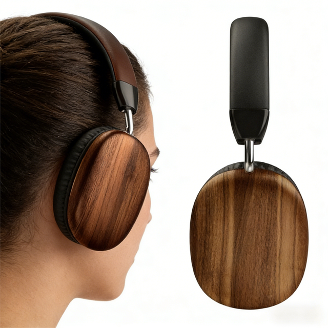 Premium Wooden Over-Ear Wireless Headphones Wireless HiFi Stereo Sound Noise Cancelling Headset with Soft Memory Foam Earpads
