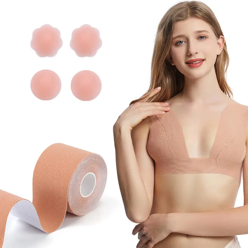 Boobs Tape Chest Brace Lift & Contour of Breasts Sticky Dress Adhesive Tapes Waterproof Sweat-Proof Boobytape for Breast Lift