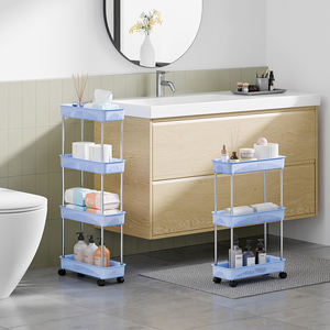 공장 샤워 코너 슬라이드 아웃 스토리지 랙 주최자 욕실 공간 절약을위한 슬림 스토리지 트롤리 - Product Image 1