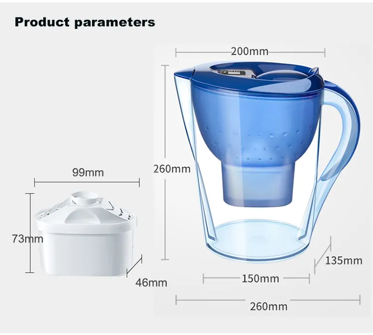 가정용 알칼리성 물 필터 저그 포트 건강한 식수 투수 필터 청정기 저그 물 필터 투수