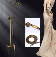 Mitigeur chaud/froid en métal avec barre coulissante, ensemble de douche monocommande en bronze antique