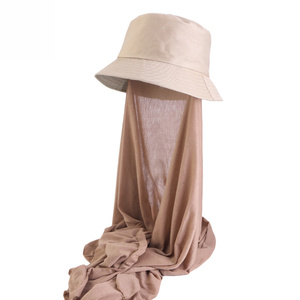 Sombrero de Verano de Color Sólido con Capucha Integrada, Sombrero para el Sol al Aire Libre, Poliéster y Spandex, para Mujeres Musulmanas, Directo de Fábrica - Product Image 5