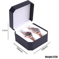 Boîte cadeau pour montre en cuir PU avec doublure en velours, présentoir pour bracelet et rangement pour bijoux, gaufrage de logo personnalisé, vente en gros en vrac, MOQ 10