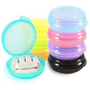 Round Cute Small Pill Box Travel Pill Case Portable for Purse Pocket Briefcase Earplug Case