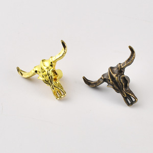 Bull Head Handle Zinc Alloy Cabinet <b>Drawer</b> <b>Knob</b> Antique Bronze Gold French Style Novelty Shape Durable - Product Image 4