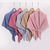 Hijab carré en mousseline de soie perlée 110*110cm - Foulard islamique pour femmes du Moyen-Orient, Malaisie, Arabie Saoudite, Dubaï