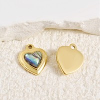 Pendentif Cœur en Acier Inoxydable Électroplaqué Incrusté de Coquillage Naturel, Breloque Tendance pour Collier, Bracelet et Accessoires DIY