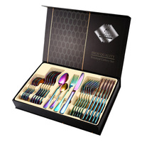 Ensemble de couverts en acier inoxydable bon marché, vente en gros par le fabricant, ensemble de couverts de couleur, 24 pièces