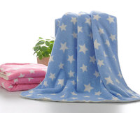 Couverture polaire légère et douce pour bébé, motif étoiles, 2 plis, rose, pour poussette, en polaire corail, pour enfants