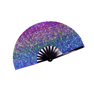 Резная техника и сувенирное использование китайского taiji gongfu большой размер мужской неоновый черный свет УФ чувствительный ручной вентилятор - Product Image 3