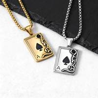 Kalung Liontin Kartu Poker Ace of Spades Baja Anti Karat Gaya Gothic Punk Hip Hop, Perhiasan Fashion, Grosir, Aksesoris DIY Pria