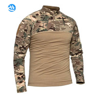 T-shirt à manches longues en tricot respirant, ignifuge, antistatique, durable, camouflage tactique, uniformes de grenouille pour hommes, polyester