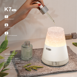 Haut-parleur sans fil à éclairage doux tendance 2026, cadeau idéal, diffuseur d'huiles essentielles en pierre de cristal, haut-parleur musical avec deux haut-parleurs de 5 W - Product Image 2