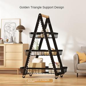 Carrito <span class=keywords><strong>de</strong></span> Almacenamiento Metálico <span class=keywords><strong>de</strong></span> 3 Niveles para Cocina <span class=keywords><strong>con</strong></span> <span class=keywords><strong>Ruedas</strong></span>, Soporte Desmontable para Frutas <span class=keywords><strong>con</strong></span> Asa <span class=keywords><strong>de</strong></span> <span class=keywords><strong>Madera</strong></span> - Product Image 3