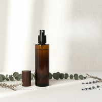 Pot en verre ambré à effet bois avec pompe pulvérisatrice et compte-gouttes, ensemble de contenants cosmétiques, logo personnalisé, vente en gros, fourniture directe usine