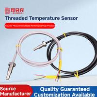 M10 berulir untuk DS18B20, Sensor temperatur kabel berpelindung 3 kawat tahan air dengan opsi PVC/PTFE