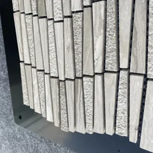 Mode Wand dekoration Marmor Schmales Trapez muster Backs plash Grau und Weiß Wasserstrahl fliesen Marmor Stein mosaik