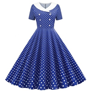 Robes de bal rockabilly vintage des années 50 et 60, robes de soirée évasées à manches des années 1950, vêtements de fête à pois, robe swing - Product Image 3