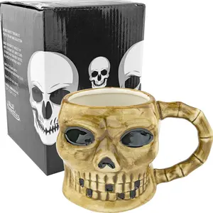 Taza de café de cerámica con logotipo personalizado, Cráneo de gran capacidad