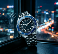 Montre de plongée automatique de haute qualité pour hommes, bracelet en acier inoxydable, cadran lumineux, étanche, montre-bracelet pour hommes d'affaires