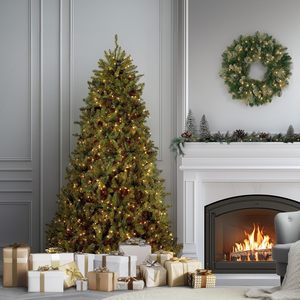 Sapin de Noël artificiel pré-éclairé de 7 pieds en PE et PVC mélangés avec lumières incandescentes, support inclus, écologique, haute qualité - Product Image 3