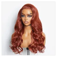 Perruques cheveux humains HD Lace sans colle Perruque vague de corps en vrac Perruques couleur brun gingembre cuivre foncé avec nœuds invisibles