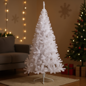 Árbol de Navidad Artificial Blanco de 6 Pies con Soporte, Decoración Interior, Material de PVC, Fácil Instalación, Sin Luces Incluidas - Product Image 2