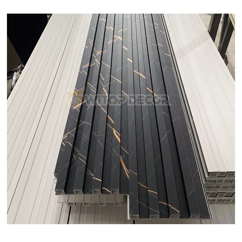 Wood Plastic Composite PVC Coating Cladding Fluted Wall Board 160mm WPC Interior Wall Panel