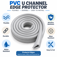 Bande de protection d'angle en PVC en forme de U, 20 pieds, grise, flexible, pour bordures jusqu'à 1/16 pouce, idéale pour portes et panneaux métalliques